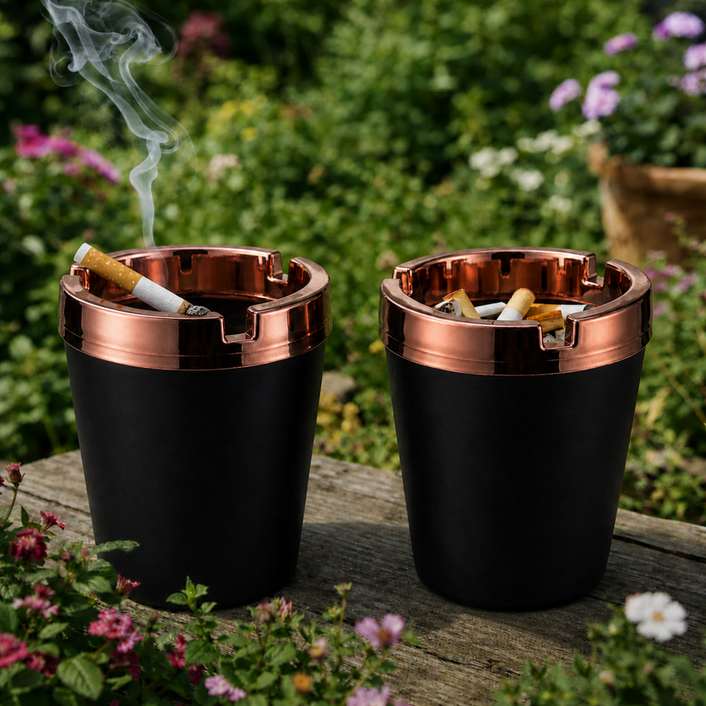 Metallic Cigarette Ashtray Butt Bucket - Convenient and Odour-Free