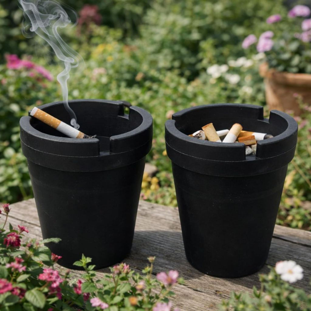 2-Pack Plastic Cigarette Ashtray Butt Bucket – Convenient and Odour-Free Disposal