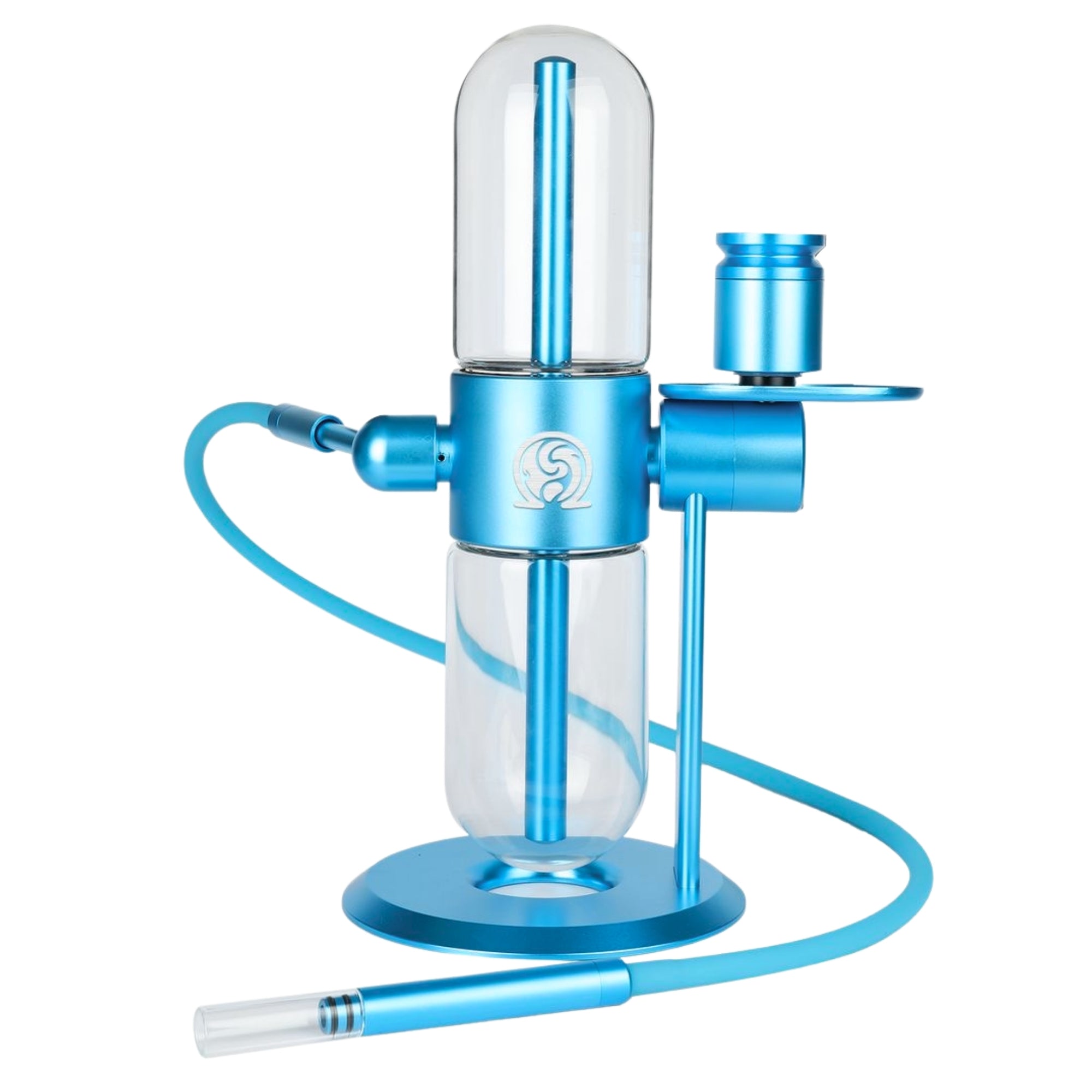 Blue Premium Gravity Hookah Set 360° Rotating with Heat Management Device, Cleaning Set