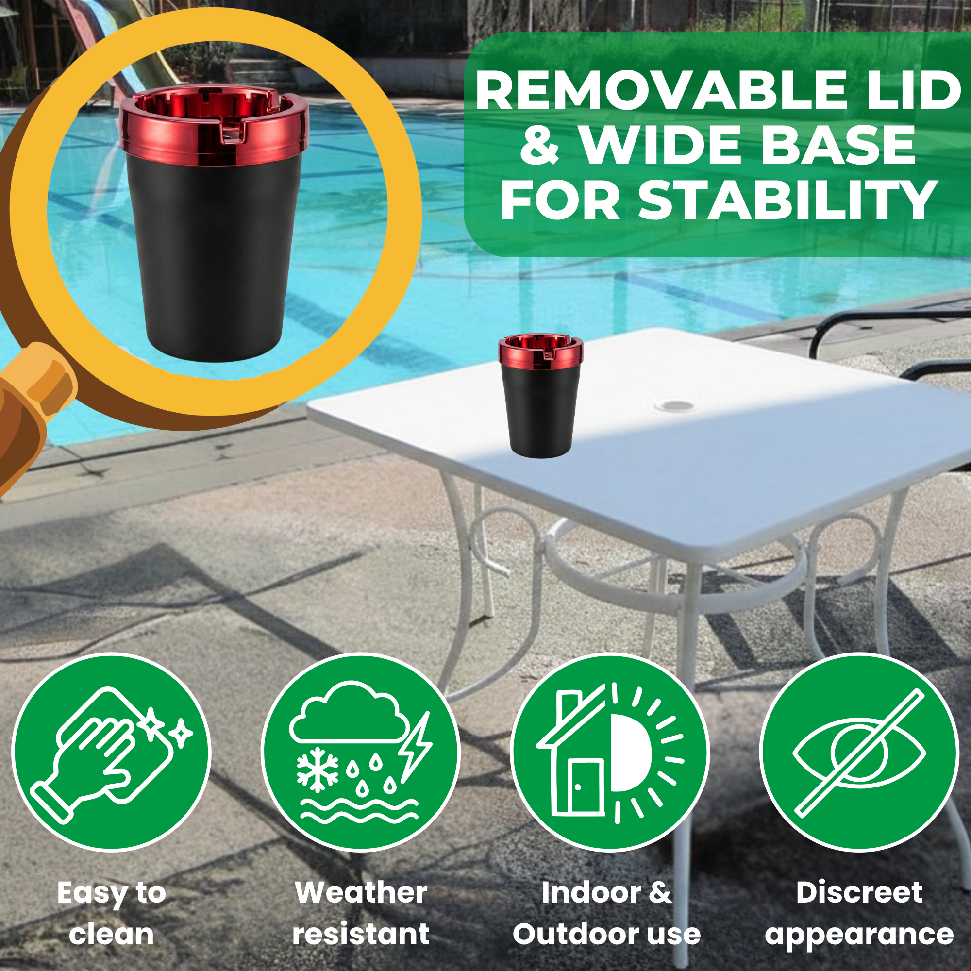 Metallic Cigarette Ashtray Butt Bucket - Convenient and Odour-Free